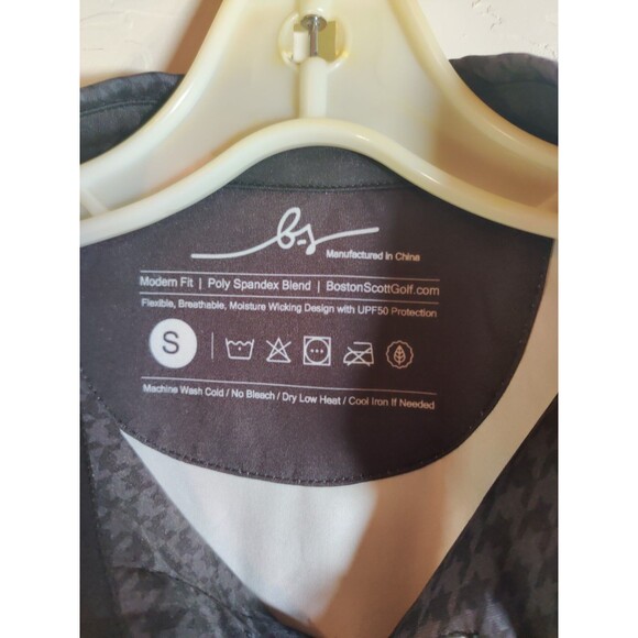 Boston Scott GEN 1 Mens Golf Polo NWT Gray Black Houndstooth S Athletic MSRP $79 - Picture 6 of 7